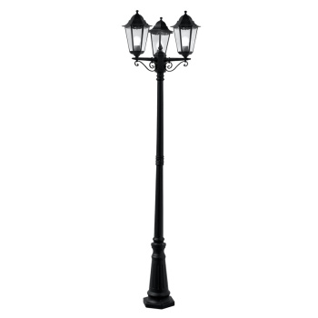 Svietidlá Searchlight - Alex 220cm 3Lt Outdoor Post - Silk Black Metal & Glass, IP44 | KÓD: 82540BK