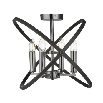 Svietidlá Searchlight - Hoopla 4Lt Semi-Flush - Pewter Metal | KÓD: 8344-4PW