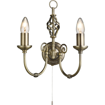 Svietidlá Searchlight - Zanzibar 2Lt Wall Light - Antique Brass Metal | KÓD: 8392-2