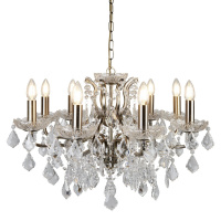 Paris  8Lt Chandelier - Antique Brass Metal & Clear Crystal - 8738-8AB 8738-8AB