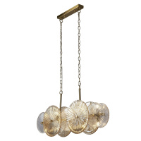 Wagon Wheel 10Lt Bar Pendant -Bronze Metal,Clear/Amber Glass - 88210-10BZ 88210-10BZ