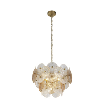 Svietidlá Searchlight - Wagon Wheel 5Lt Pendant - Bronze Metal & Clear & Amber Glass | KÓD: 88210-5BZ