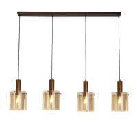 Sweden 4Lt Bar Pendant - Mocha Metal & Amber Glass - 88910-4MO 88910-4MO