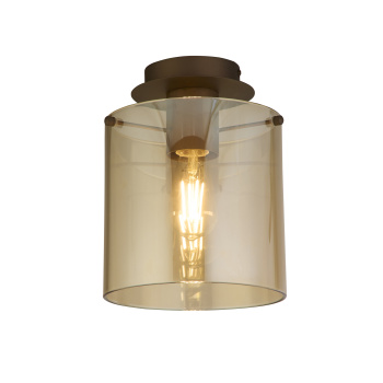 Svietidlá Searchlight - Sweden 1Lt Flush - Mocha Metal & Amber Glass | KÓD: 88911-1MO