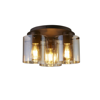 Svietidlá Searchlight - Sweden 3LT Flush - Mocha Metal & Amber Glass | KÓD: 88911-3MO