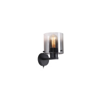 Sweden 1Lt Wall Light - Matt Black & Smoked Glass - 88912-1BK 88912-1BK