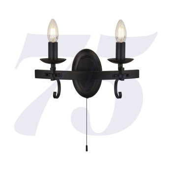 Svietidlá Searchlight - Cartwheel III 2Lt Wall Light  - Black Wrought Iron | KÓD: 8902-2BK