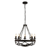 Cartwheel III 5Lt Pendant - Black Wrought Iron - 8905-5BK 8905-5BK