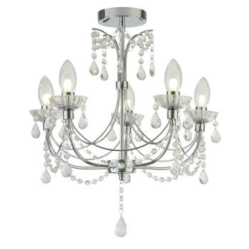 Svietidlá Searchlight - Autumn  5Lt Chandelier - Chrome Metal & Clear Crystal | KÓD: 9037-5CC