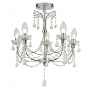 Autumn 5Lt Bathroom Chandelier- Chrome & Crystal Glass, IP44