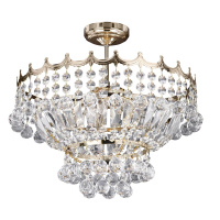 Versailles 5Lt Semi-Flush Chandelier - Gold Metal & Crystal - 9113-39GO 9113-39GO