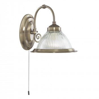 Svietidlá Searchlight - American Diner Wall Light - Antique Brass & Ribbed Glass | KÓD: 9341-1