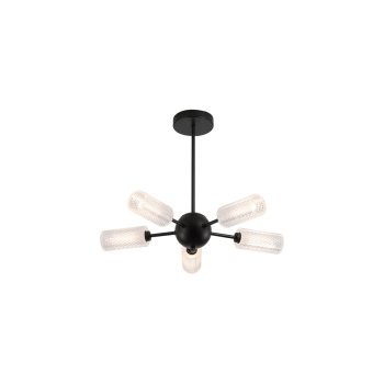 Svietidlá Searchlight - Cosmic 5Lt Semi-flush Black Metal with Textured Acrylic | KÓD: 96505-5BK