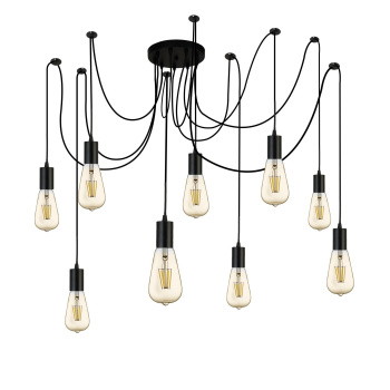 Svietidlá Searchlight - Squiggle 9Lt Pendant - Black Metal & Cables | KÓD: 9669-9BK