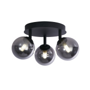 Crosby 3Lt Semi-Flush, Black with Smoked Glass Balls