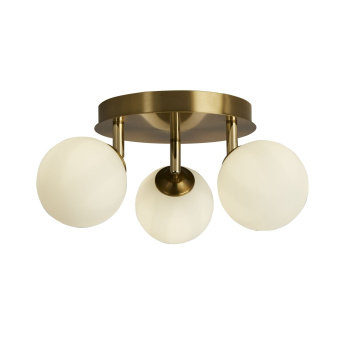 Svietidlá Searchlight - Crosby 3Lt Semi-Flush - Gold Metal & Opal Glass | KÓD: 96913-3GO