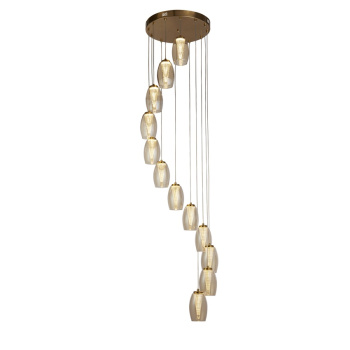 Svietidlá Searchlight - Cyclone 12Lt Pendant - Bronze Metal & Champagne Glass | KÓD: 97291-12CP