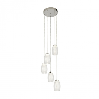Svietidlá Searchlight - Cyclone 5Lt Multi-Drop Pendant - Chrome Metal & Glass | KÓD: 97291-5CL