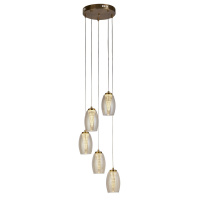 Cyclone 5Lt Pendant - Bronze Metal & Champagne Glass - 97291-5CP 97291-5CP