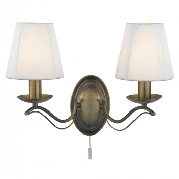 Svietidlá Searchlight - Andretti 2Lt Wall Light-Antique Brass & Ivory String Fabric | KÓD: 9822-2AB