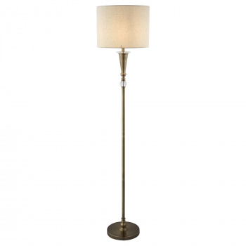 Svietidlá Searchlight - Oscar Floor Lamp - Antique Brass Metal & Linen | KÓD: EU1012AB