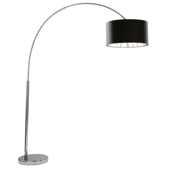 Svietidlá Searchlight - Giant Arc Floor Lamp - Chrome Metal & Black Fabric Shade | KÓD: EU1013CC