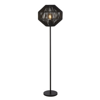 Svietidlá Searchlight - Wicker Floor Lamp - Matt Black Metal & Black Rope Shade | KÓD: EU11202-1BK
