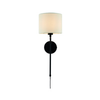 Munich Wall Light - Matt Black Metal & Natural Linen Shade - EU12081-1BK EU12081-1BK