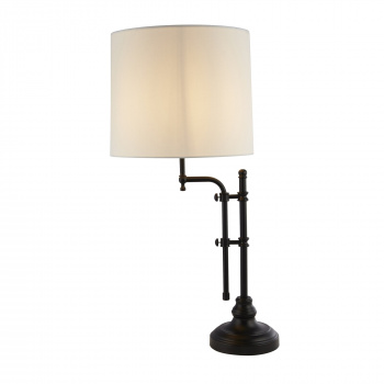 Svietidlá Searchlight - Munich Table Lamp - Matt Black Metal & Natural Linen Shade | KÓD: EU12082-1BK
