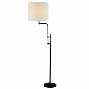 Munich Adjustable Floor Lamp - Matt Black Metal & Linen