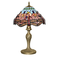Dragonfly Table Lamp - Antique Brass & Stained Glass - EU1287 EU1287