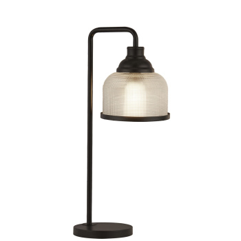Svietidlá Searchlight - Highworth Table Lamp - Black Metal & Holophane Style Glass | KÓD: EU1351-1BK