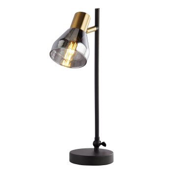 Svietidlá Searchlight - Westminster Table Lamp - Black, Satin Brass Metal & Smoked | KÓD: EU23802-1SM