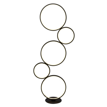 Svietidlá Searchlight - Cirque 5Lt Ring Floor Lamp  - Black Metal & Opal Silicon | KÓD: EU25771-5BK