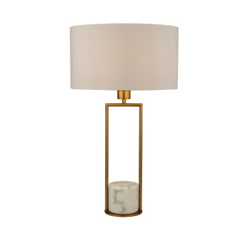 Svietidlá Searchlight - Claire Table Lamp - Gold Metal, White Marble & White Shade | KÓD: EU2871GO