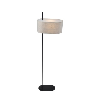 Svietidlá Searchlight - Hessian 1Lt Floor Lamp, Black Metal with Linen Shade | KÓD: EU30502BK