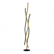 Bloom Swirl LED Floor Lamp - Black Metal & Wood Effect