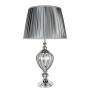 Elina Table Lamp - Amber Glass, Chrome, Brown Pleated Shade