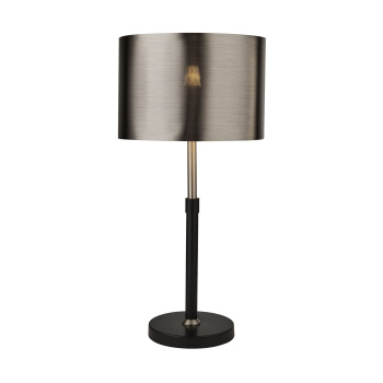 Svietidlá Searchlight - Rachel Table Lamp- Black, Silver, Chrome Metal & Black Shade | KÓD: EU3877BK