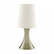 TOUCH LAMP SATIN SILVER, WHITE SHADE
