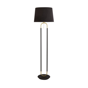 Svietidlá Searchlight - Jazz Floor Lamp - Black, Satin Brass Metal & Black Velvet | KÓD: EU41432SB