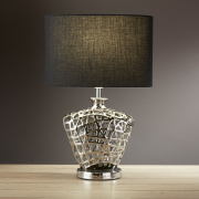 Artisan Table Lamp - Ceramic Chrome Base & Faux Silk Shade