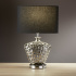 NETWORK TABLE LAMP - CHROME CUT OUT DECORATIVE BASE WITH BLACK OVAL DRUM SHADE