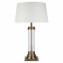 FLASK 1LT TABLE LAMP, BLUE LINEN WITH BLACK NICKEL AND WHITE SHADE