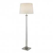 PEDESTAL FLOOR LAMP - GLASS COLUMN & SATIN SILVER BASE, CREAM SHADE