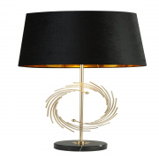 Roman Table Lamp - Gold Metal, Black Marble & Velvet Shade