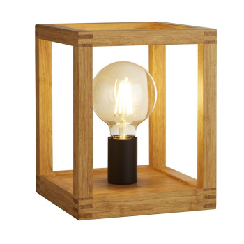 Svietidlá Searchlight - Square  Table Lamp  - Natural Wood & Black Metal | KÓD: EU54742-1NA