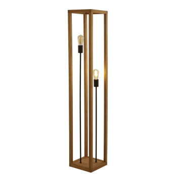 Svietidlá Searchlight - Square 2Lt Floor Lamp - Natural Wood & Black Metal | KÓD: EU54742-2NA