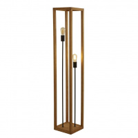 Square 2Lt Floor Lamp - Natural Wood & Black Metal - EU54742-2NA EU54742-2NA
