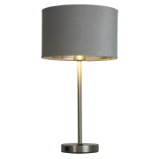 Finn Table Lamp - Satin Nickel, Teal Velvet Shade